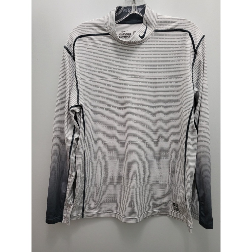 Nike Pro Combat T-Shirt Mens L Gray Dri-Fit Fitted Football Compression